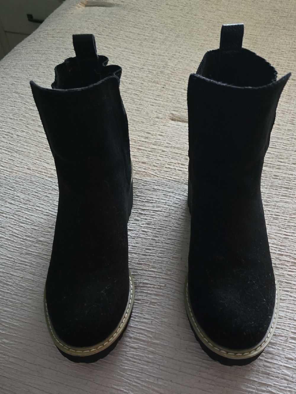 Black Suede Platform Ankle Boots - Women